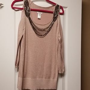 Cache cold sholder pink sweater